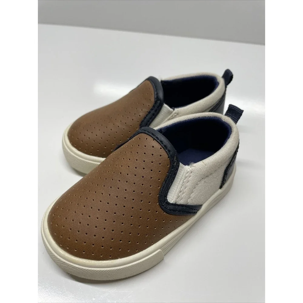 OshKosh B'gosh Brown & Beige Austin‎ Color Block Slip-On Sneaker Toddler Size 3